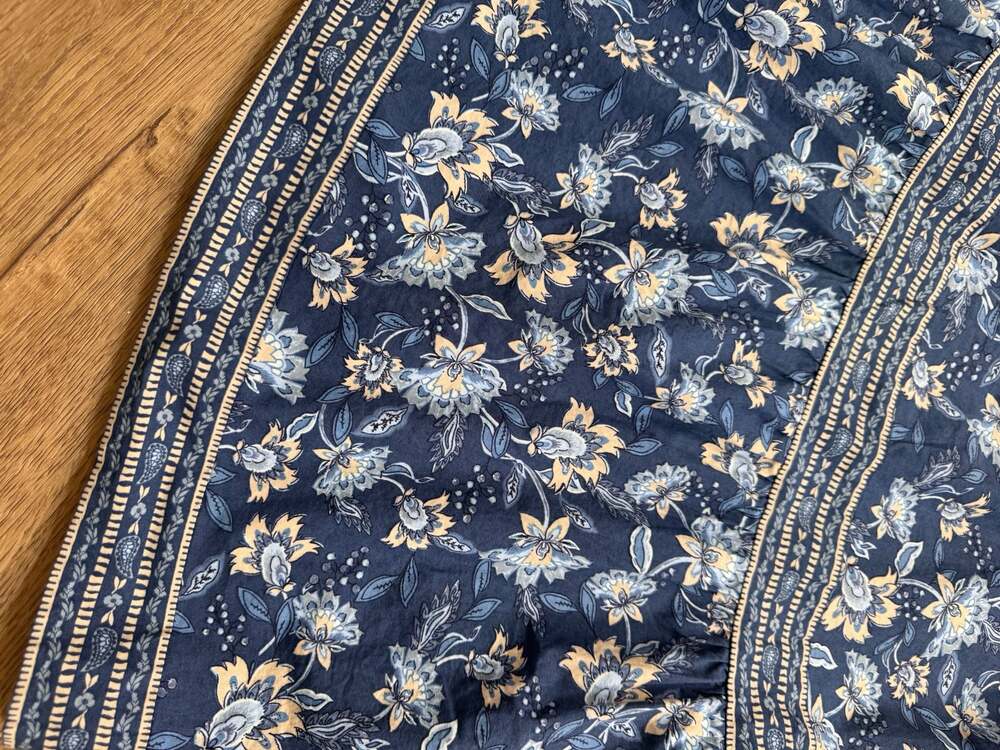 LOFT Petites Blue Floral Tiered Dress V Neck Long Sleeve Size XLP Boho - Picture 11 of 13